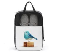 Simpatico uccello blu pastello su una scatola marrone borsa per scarpe da viaggio uso quotidiano anti-polvere porta scarpe da golf