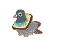 Simpatico Uccello Pane Metallo Smalto Pin Grano Delizioso Fetta Collare Divertente Cartoon Animale Spilla Camicia Distintivo Borsa Risvolto Gioielli Accessori Regalo, Metallo