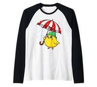 Simpatico Uccello sotto l'ombrello, Regalo Grafico per Uomini, Donne Maglia con Maniche Raglan
