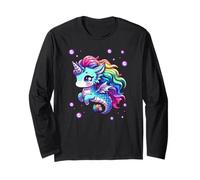 Simpatico unicorno cavalluccio marino Kawaii Fantasy Anime Rainbow Fun Maglia a Manica