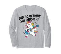 Simpatico unicorno che suona la chitarra divertente amante della musica Maglia a Manica
