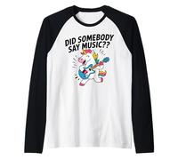 Simpatico unicorno che suona la chitarra divertente amante della musica Maglia con Maniche Raglan