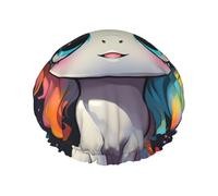 Simpatico unicorno con acconciatura colorata a doppio strato impermeabile cuffia da doccia per donne, cappello da bagno riutilizzabile con fascia elastica, mantiene i capelli asciutti per la doccia e