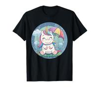 Simpatico unicorno con logo ombrello per un tocco divertente e fresco Maglietta
