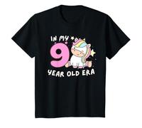 Simpatico unicorno nella mia era di 9 anni divertente animale per il 9° compleanno Maglietta