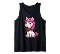 Simpatico unicorno rosa che indossa un fazzoletto scozzese scozzese Canotta