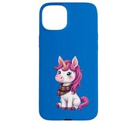 Simpatico unicorno rosa che indossa un fazzoletto scozzese scozzese Custodia per iPhone 15 Plus