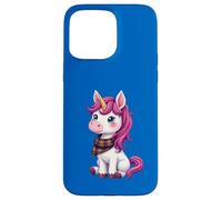 Simpatico unicorno rosa che indossa un fazzoletto scozzese scozzese Custodia per iPhone 15 Pro Max