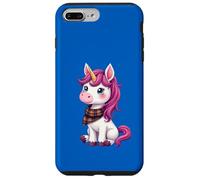 Simpatico unicorno rosa che indossa un fazzoletto scozzese scozzese Custodia per iPhone 7 Plus/8 Plus
