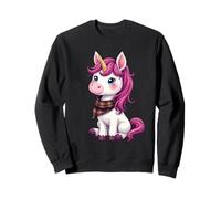 Simpatico unicorno rosa che indossa un fazzoletto scozzese scozzese Felpa