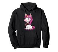 Simpatico unicorno rosa che indossa un fazzoletto scozzese scozzese Felpa con Cappuccio
