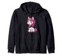 Simpatico unicorno rosa che indossa un fazzoletto scozzese scozzese Felpa con Cappuccio