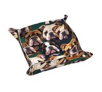 Simpatico vassoio organizer in pelle con stampa bulldog inglese, vassoi da scrivania, vassoi multifunzionali, per chiavi, orologio, portafoglio