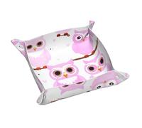 Simpatico vassoio portaoggetti in pelle a forma di gufo, piccolo elegante e personalizzato per piccoli oggetti e cosmetici