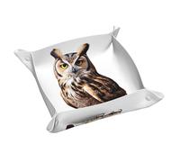 Simpatico vassoio portaoggetti in pelle a forma di gufo, portachiavi, monete, orologi, orecchini e altri accessori, un must per la casa