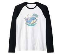 Simpatico ventaglio a Forma di Balena Hello There Sea Creature Oceano Divertente Maglia con Maniche Raglan