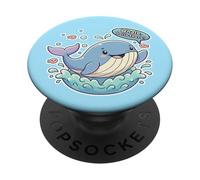 Simpatico ventaglio a forma di balena Hello There Sea Creature Oceano divertente PopSockets PopGrip Adesivo