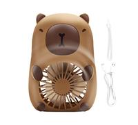 Simpatico ventilatore portatile Capybara, con ricarica USB, dispositivo di raffreddamento personale, mini circolatore d'aria a 3 velocità, accessorio da scrivania a forma di cartone animato, gadget da