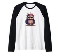 Simpatico viso di gufo con corona per gli amanti dei gufi e del regno Maglia con Maniche Raglan