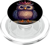 Simpatico viso di gufo con corona per gli amanti dei gufi e del regno PopSockets PopGrip per MagSafe