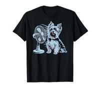 Simpatico Yorkshire Terrier Che Si raffredda con Il Ventilatore, Fresco Animale Domestico Estivo Maglietta