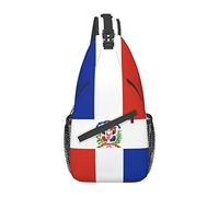Simpatico zaino a tracolla con bandiera tedesca, multiuso, borsa a tracolla per viaggi, escursionismo, zaino casual per uomo e donna, Bandiera Dominicana-x001, Taglia unica