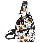 Simpatico zaino a tracolla regolabile con pipistrello nel cielo notturno 2, borsa a tracolla da viaggio ed escursionismo, Multicolore 03, 11.8x7x1.5in/30x18x4cm