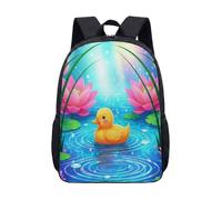 Simpatico zaino da scuola con anatroccoli da 43 cm, borsa da viaggio con stampa grafica di stagno con cartoni animati, per bambini, ragazzi, ragazze, studenti, 05, L, Minimalista