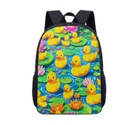 Simpatico zaino da scuola con anatroccoli da 43 cm, borsa da viaggio con stampa grafica di stagno con cartoni animati, per bambini, ragazzi, ragazze, studenti, 06, L, Minimalista