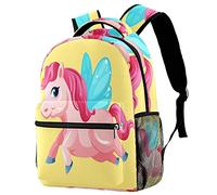 Simpatico zaino giallo con unicorno per bambini, elegante borsa per computer portatile, borsa per laptop, zainetto casual per notebook da 14 pollici