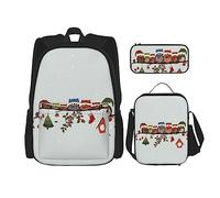 Simpatico zaino natalizio con gufi sul ramo, 3 pezzi, 40,6 cm, per bambini in età prescolare elementare e contenitore per il pranzo, leggero, Nero , Taglia unica, Set di zaini per la scuola