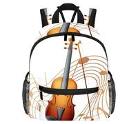 Simpatico zaino per bambini, stile vintage, con chitarra, marrone, moderno, per bambini in età prescolare, scuola, ragazze e bambini piccoli, Multicolore 14., 25.4x10x30 CM/10x4x12 in