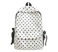 Simpatico zaino scolastico a pois Kawaii Zaino da viaggio in nylon dolce con fiocchi laterali Bookbag per ragazze Donne Casual Scuola superiore College (Bianco)