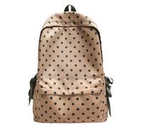 Simpatico zaino scolastico a pois Kawaii Zaino da viaggio in nylon dolce con fiocchi laterali Bookbag per ragazze Donne Casual High-school College (Khaki)