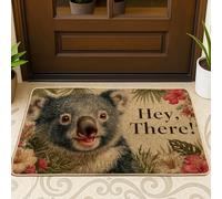 Simpatico zerbino con koala, tappetino di benvenuto con animali beige, decorazione stagionale per interni ed esterni, in gomma, impermeabile, antiscivolo, assorbe la polvere, facile da pulire, 73 x 43