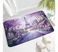 Simpatico Zerbino Eiffel Tower Romantic Paris Purple Lavender France Street City Cafe Day Zerbini per esterni Tappetino Doccia 40×60cm per Cucina,Vasca da Bagno,Terrazzo