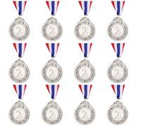 Simpeak 12 PezziMedaglie Premiazioni Metallo, Medaglie per Il 2° Vincitore per Feste a Tema Olimpico Sportivo, bomboniere per Cerimonie, incentivi per Studenti, Giochi diurni, 2 Pollici (2)