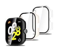 Simpeak 3 Pezzi Cover Compatibile con Xiaomi Redmi Watch 4, Custodia Caso in Gel Silicone Morbida PC con Pellicola Protettiva Anti-Graffio Full Protezione,Chiaro,Nero,Bianco avorio