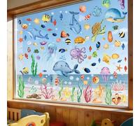 Simpeak Adesivi per Finestra, 9 Adesivi Riutilizzabili Decorazioni per Finestre per Bambini in PVC, Mondo Sottomarino Adesivi per Finestre Parete per Finestra Frigorifero Bagno