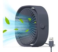 Simpeak Mini ventilatore USB da scrivania, silenzioso, portatile, alimentato solo tramite USB (senza batteria), 3 impostazioni di velocità, girevole regolabile a 360°, per casa e viaggio