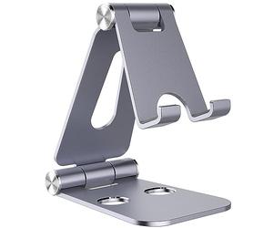 Simpeak Supporto Tablet, Universale Smartphone Stand Tavolo Regolabile Multi-Angolo Alluminio Porta Cellulare Compatibile con iPad, Holder Compatibile con Switch Lite, Dispositivi 4"-10",Grigio