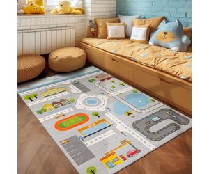 SIMPEX Tappeti per bambini, Disegno di strada, Tappeto Grigio, 120 x 170 cm, Tappeti per bambini, Tappeto camera dei bambini
