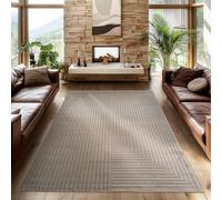 SIMPEX Tappeto 160x230 cm Beige, Pelo Corto con Effetto 3D Alto-Basso, Stile Boho Scandinavo, per Soggiorno, Camera, Cucina o Balcone