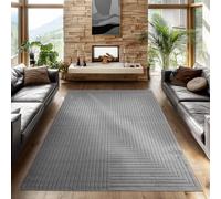 SIMPEX Tappeto 160x230 cm Grigio, Pelo Corto con Effetto 3D Alto-Basso, Stile Boho Scandinavo, per Soggiorno, Camera, Cucina o Balcone