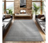 SIMPEX Tappeto 160x230 cm Grigio, Pelo Corto con Effetto 3D Alto-Basso, Stile Boho Scandinavo, per Soggiorno, Camera, Cucina o Balcone