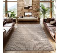 SIMPEX Tappeto 200x290 cm Beige, Pelo Corto con Effetto 3D Alto-Basso, Design Boho Scandinavo, per Soggiorno, Camera, Cucina o Esterni