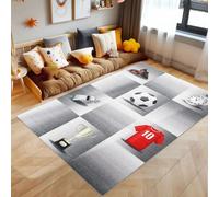 SIMPEX Tappeto Bambini Grigio 80x120 cm Design Calcio Moderno Antiscivolo Lavabile Facile Cura Morbido Antiallergico Cameretta Bambino