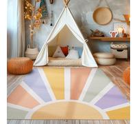 SIMPEX Tappeto Bambini Multicolore 120x170 cm Sole Design Moderno Antiscivolo Lavabile Morbido Antiallergico Cameretta