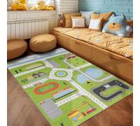 SIMPEX Tappeto Bambini Verde 160x230 cm Strade Design Moderno Antiscivolo Lavabile Facile Cura Morbido Antiallergico Cameretta