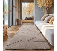 SIMPEX, Tappeto Beige Monocromatico Stile Boho Scandinavo 80x250 cm, Tappeto Decorativo Morbido e Facile da Mantenere, Lavabile, Effetto 3D, Per Soggiorno e Camera da Letto